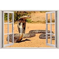 Cobra Snake Reptiles 3D Window Decal Wall Sticker Decor Art Mural Animals J16, Regular