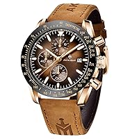Benyar Men's Watch Quartz Movement Watches for Men 3ATM Waterproof Men's Watch Multifunctional Chronograph with Calendar Luminous Analogue Dial Date Display