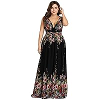 Ever-Pretty Women's Plus Size V-Neck Pleated Chiffon Maxi Semi-Formal Dress Bridesmaid Dresses 09016-DA