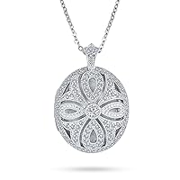 Personalize Perfume Diffuser Estate Jewelry Victorian Vintage Style Filigree Infinity Floral Heart Oval Rectangle Locket Pendant Necklace For Women 14K Yellow Gold Plated .925 Sterling Silver