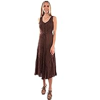 Scully Ash Grey Full Length Lace-Up Front Womens Sleeveless Dress HC118
