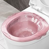 Sitz Bath for Toilet, Over The Toilet Sitz Bath for Hemorrhoids, Anti-Overflow Portable Bidet with Drain Holes, Sitz Baths for Hemorrhoids Postpartum Private Care (Pink)