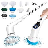 Electric Spin Scrubber, Cordless Shower Cleaning Brush with 9 Replaceable Brush Heads and 3 Adjustable Speeds, Power Electric Shower Scrubber for Bathroom, Tub, Tile, Floor, Kitchen, Window