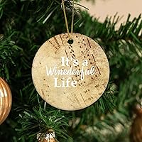 It's A Winederful Life Housewarming Gift New Home Gift Hanging Keepsake Wreaths for Home Party Commemorative Pendants for Friends 3 Inches Double Sided Print Ceramic Ornament.