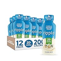 Ripple Vegan Protein Shake | Vanilla | 20g Nutritious Plant Based Pea Protein | Shelf Stable | No GMOs, Soy, Nut, Gluten, Lactose | 12 Oz, 12 Pack