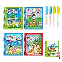 4 Pack Water Coloring Books for Toddlers, Reusable Water Painting Book,  Mess-Free &bPortable Educational Doodle Drawing Toy, Improving Children's