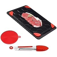 Fast Defrosting Tray/High-Grade Aluminum Defrosting Plate with Drip Pan and Bonus Accessories/Thawing Trays for Frozen Meat/Extra Thick Meat Defrosting Tray(Black) QQLONG (Size : A)