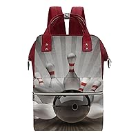 Vintage Bowling Ball Diaper Bag for Women Large Capacity Daypack Waterproof Mommy Bag Travel Laptop Backpack