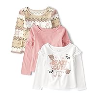 The Children's Place Baby Girls' and Toddler Long Sleeve Fashion Shirts 3-Pack