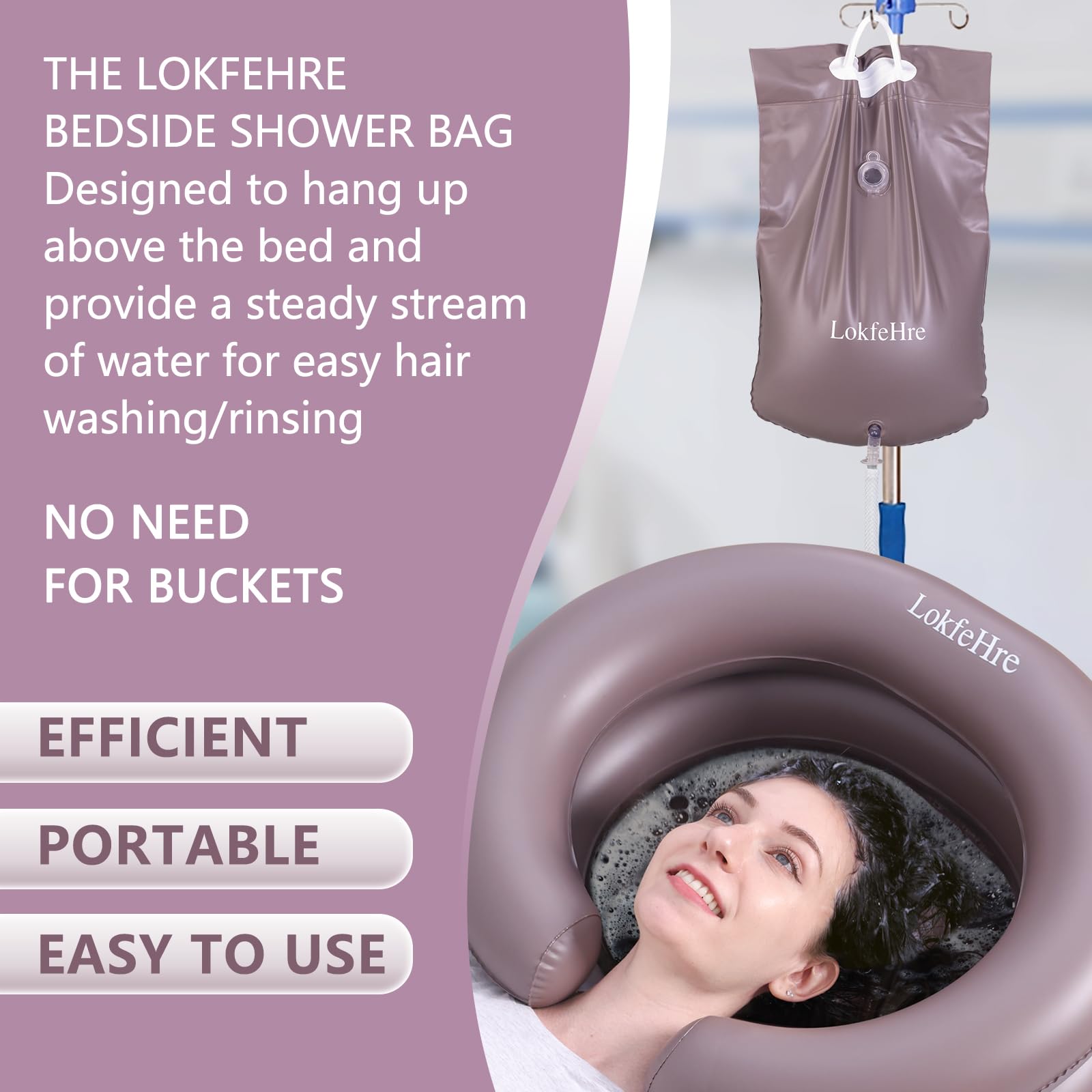 LOKFEHRE Portable Inflatable Hair Washing Basin for Bedridden - Wash Hair in Bed with Inflatable Shampoo Bowl.Hair Washing Basin for Elderly,Disabled,Injured,Ideal Inflatable Sink for Locs Detox