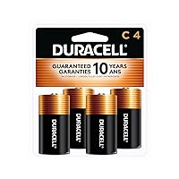 Duracell Coppertop C Batteries, 4 Count Pack, C Battery with Long-lasting Power, All-Purpose Alkaline C Battery for Household and Office Devices