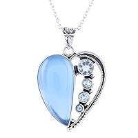 NOVICA Handmade .925 Sterling Silver Chalcedony Blue Topaz Pendant Necklace Heart from India Birthstone Gemstone 'Blue Heart'