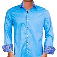 Light Blue with Purple Designer Dress Shirts - Made in USA