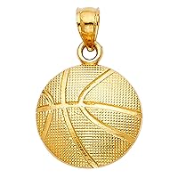 14k Yellow Gold BasketBall Ball Pendant