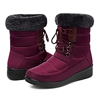 SHIBEVER Winter Snow Boots for Women: Warm Fur Lined Mid-Calf Booties Comfortable Waterproof Zipper Outdoor Walking Boot