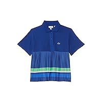 Lacoste Girls' Short Sleeve Pleated Color Blocked Polo Dress