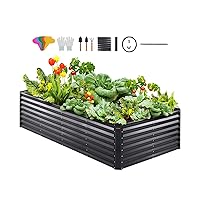 VEVOR 8x4x2ft Metal Raised Garden Bed Kit, Outdoor Large Planter Raised Beds for Gardening Vegetables Flowers with Open Bottom and Planting Tools