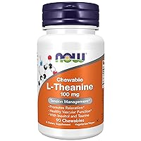 NOW Supplements, L-Theanine 100 mg with Inositol and Taurine, Tension Management*, 90 Chewables