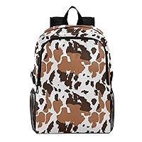 ALAZA Cow Spot in Brown and White Hiking Backpack Packable Lightweight Waterproof Dayback Foldable Shoulder Bag for Men Women Travel Camping Sports Outdoor