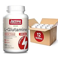 Jarrow Formulas L-Glutamine 1000 mg, Dietary Supplement for Muscle Tissue, Multifunctional Amino Acid, Immune Support, 100 Easy-Solv Tablets, 50-100 Day Supply, Pack of 12