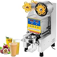 Manual Cup Sealing Machine, Commercial Cup Sealer Plastic Cup Sealing Machine, Handheld Semi Automatic Cup Sealing Machine, for Coffee, Bubble Tea, Milk-Tea,White-220v-1pc