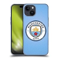Head Case Designs Officially Licensed Manchester City Man City FC Blue Mosaic Full Colour Badge Pixels Soft Gel Case Compatible with Apple iPhone 15