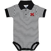 Miami University Redhawks Newborn Infant Baby Striped Polo Bodysuit