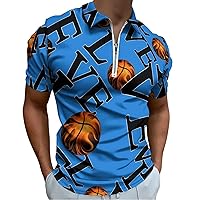 Love Basketball Men’s Polo Shirt Slim Fit Short Sleeve Golf Shirts Casual Work T Shirts