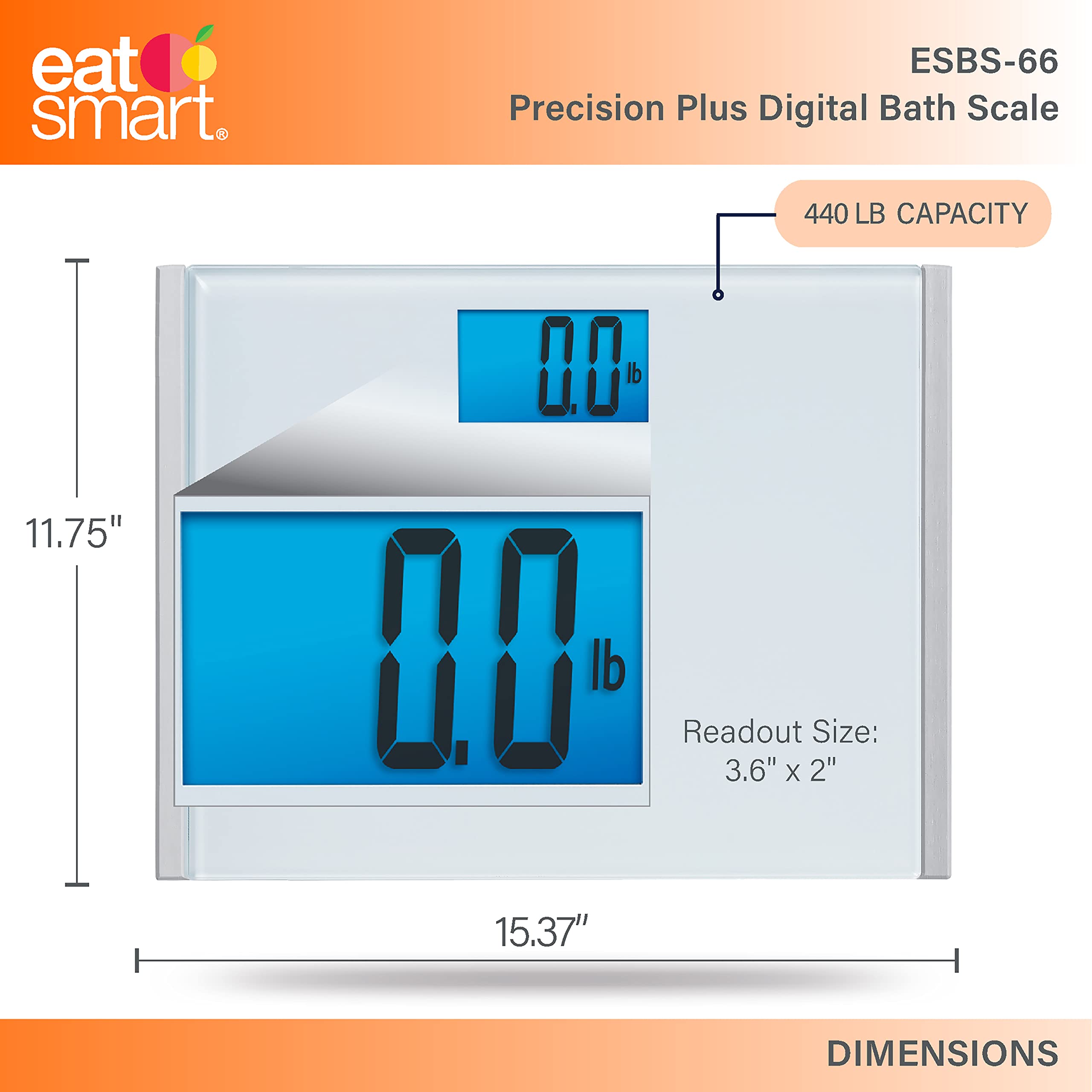 EatSmart Precision Plus Scale, Wide Body Bath Scale for Body Weight, White