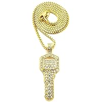 Key Gold Color Pendant with 24 Inch Box Link Necklace