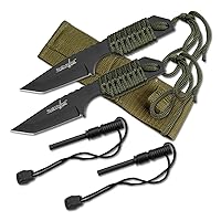 HK-106320-2 HK-106320 Series Fixed Blade Outdoor Knife, Tanto Blade, Cord-Wrapped Handle, 7