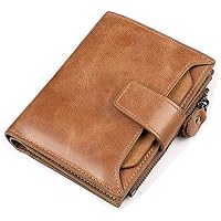 Leather Wallet Men's Head Leather Multi-Functional Minimalist Front Bag Wallet, RFID-Shielded Travel Wallet Card Bag Wallet