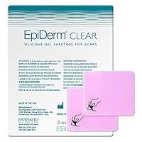 Epi-Derm Keloid Silicone Scar Sheets, Effective for Old & New Scars, Easily Cut to Size Patches, Thinner & More Comfortable, Premium Grade Silicone Scar Tape, 2 x 2.5 in - 1 Pair, Clear