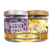 Bundle-Dead Sea Collection Salt Body Scrub -2 X Large 23.28 OZ -Body Scrub Almond Vanilla+ Body Scrub Lavender - Exfoliating Effect - Includes Organic Essential Oils and Natural Dead Sea Minerals