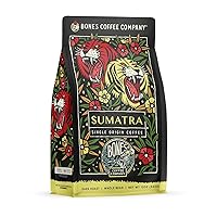 Bones Coffee Company Sumatra Single-Origin Whole Coffee Beans | 12 oz Low Acid Dark Roast Gourmet Coffee | Flavored Coffee Gifts & Beverages (Whole Bean)
