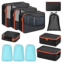 DIMJ Packing Cubes for Carry on Suitcase - Organizer Bags Set of 11 Travel Packing Cubes for Travel Luggage Organizers Bag with Laundry Bag & Shoe Bag and Underwear Bag（Black）
