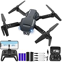 Mini Drone with Camera - 1080P HD FPV Foldable Carrying Case, 2 Batteries, 90° Adjustable Lens, One Key Take Off/Land, Altitude Hold, 360° Flip, Toys Gifts for Kids, Adults, beginner