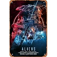 Vintage Tin Sign Retro Metal Sign Aliens (1986) Movie Poster for Cafe Bar Office Home Wall Decor Gift 12 X 8 inch
