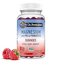 Dr Formulated Magnesium Citrate Supplement with Prebiotics & Probiotics for Stress, Sleep & Recovery - Vegan, Gluten Free, Kosher, Non-GMO, No Added Sugars – 60 Raspberry Gummies