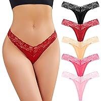 5 Pack G-Strings For Women Sexy Slutty Low Waist Breathable Knickers Solid Color Soft Stretch Strap Bikini Panties