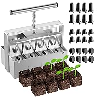 Soil Blocker, 2 Inch Soil Block Maker with 3 Sizes Seed Pins & Comfortable Handle 8 Cell Handlheld Soil Blocking Tool for Seed Starting, Grow Seedling, Outdoor Plants, Greenhouses, Garden