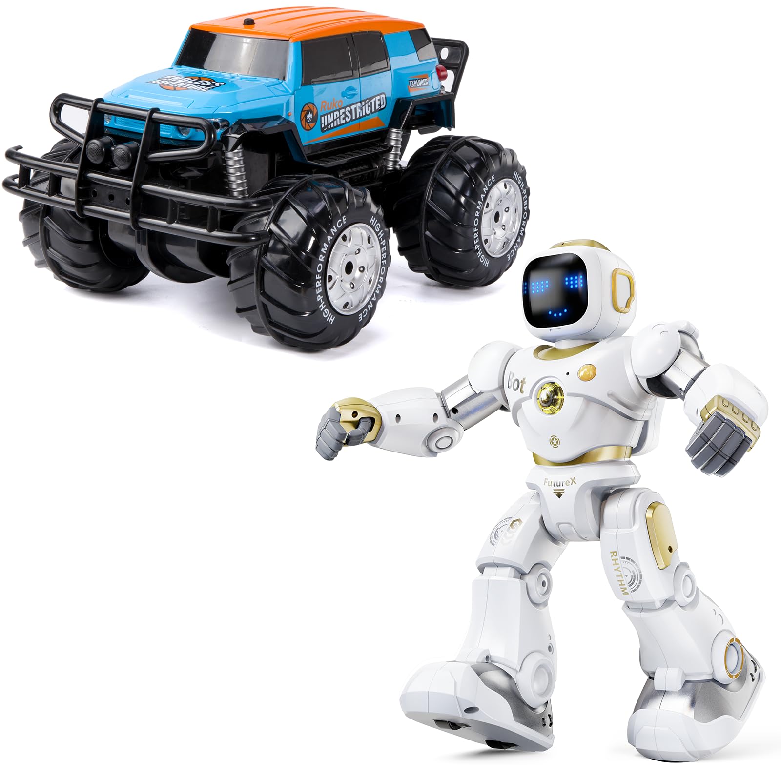 Ruko 1601AMP 1:10 Large Remote Control Waterproof Monster Truck for Boys, 4X4 Off Road All Terrain Vehicle 1088 Smart Robot Toys for Kids