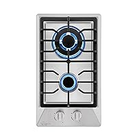 Empava 12 in. Gas Stove Cooktop 2 Italy Sabaf Sealed Burners NG/LPG Convertible in Stainless Steel, 12x21 Inch