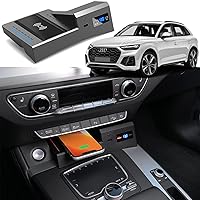 Wireless Car Charger for Audi Q5 SQ5 2022 2021 2020 2019 2018, 15W Fast Charging Phone Charger Pad Center Console Accessory with QC3.0 USB Port for iPhone 12/13/13 Pro Galaxy S22/S21