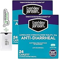Berkley Jensen Loperamide Hydrochloride Anti-Diarrheal 2 mg Tablets, 24 ct. + 1 Card Protector SchmiidtEmpire + Sticker (Pack of 2)