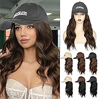 AISI BEAUTY Hat Wig for Women Baseball Cap with Hair Extensions Adjustable Hat with Hair Attached for Women Synthetic Long Wavy Hair Baseball Cap (GLZ)