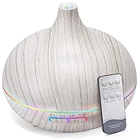 550ML White Oil Diffuser Aromatherapy Diffuser Cool Mist Humidifier Ultrasonic Diffuser with 7 Colors Lights, Large Aroma Essential Oil Diffuser for Home/Office
