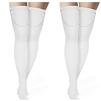 Truform Surgical Stockings, 18 mmHg Compression for Men and Women, Thigh High Length, Closed Toe, White, Large, 2 Count