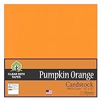 Pumpkin Orange Cardstock - 12 x 12 inch - 100Lb Cover - 50 Sheets - Clear Path Paper