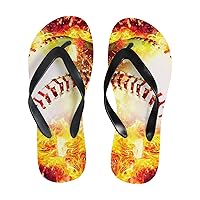 Vantaso Slim Flip Flops for Women Fire Baseball Yoga Mat Thong Sandals Casual Slippers
